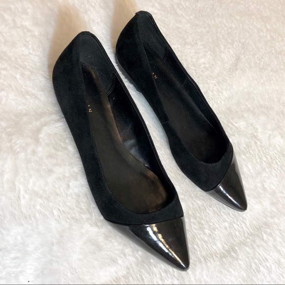 Cole Haan Leather Suede Toe Flats w Glossy Toe - Picture 3 of 4